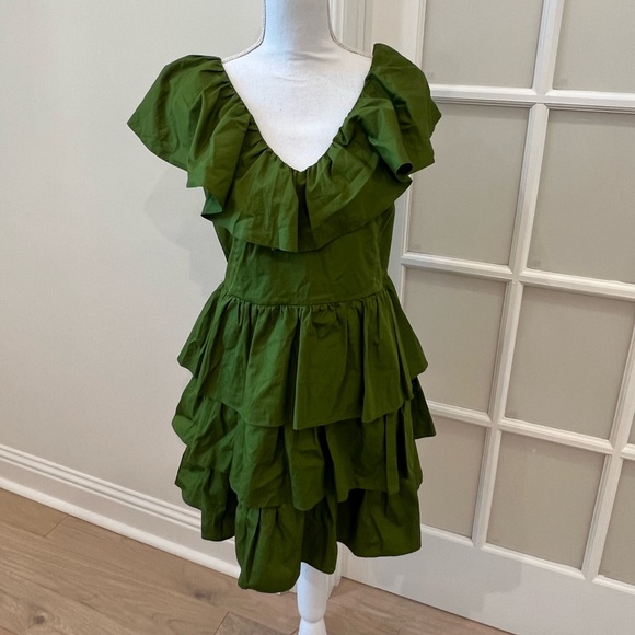 A New Day Green Ruffle Mini Dress - Picture 3 of 7